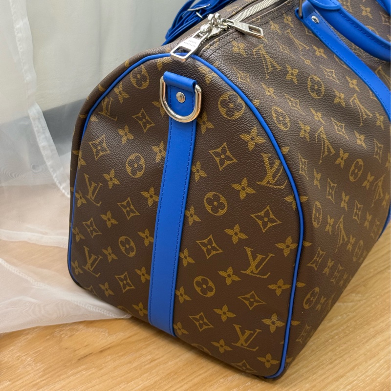 全新LV Keepall 50 拼寶藍色老花旅行袋✨最新晶片款-2