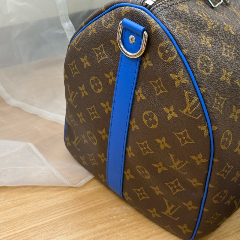 全新LV Keepall 50 拼寶藍色老花旅行袋✨最新晶片款-3