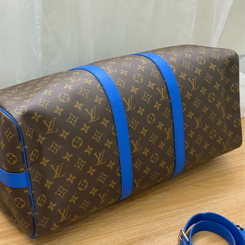 全新LV Keepall 50 拼寶藍色老花旅行袋✨最新晶片款-4