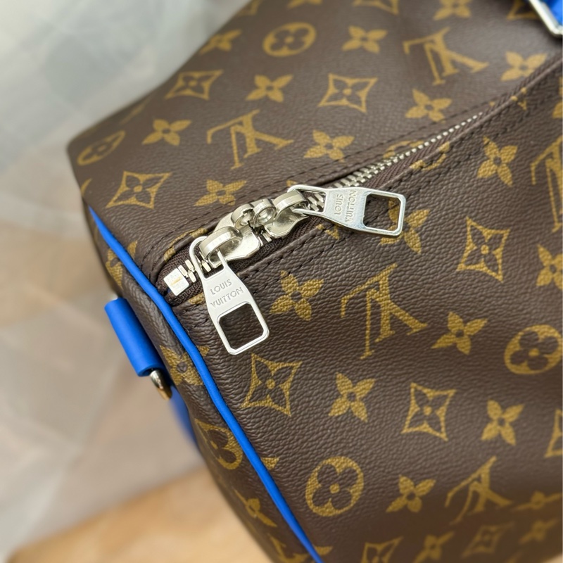 全新LV Keepall 50 拼寶藍色老花旅行袋✨最新晶片款-9