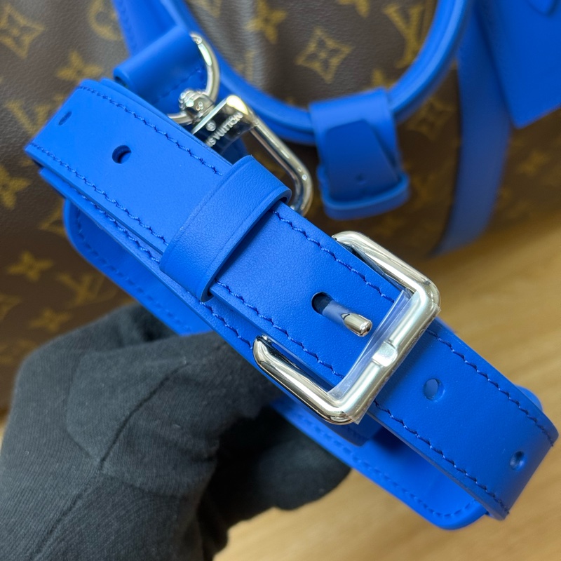 全新LV Keepall 50 拼寶藍色老花旅行袋✨最新晶片款-10
