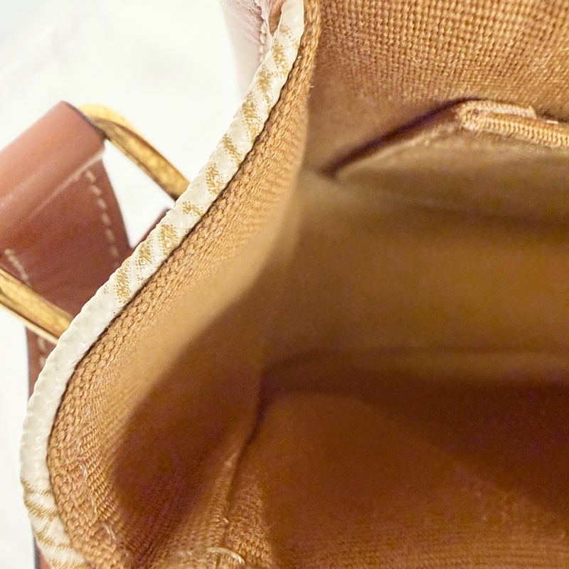 Lisa同款Celine 米白馬鞍包PVC咖牛皮邊金釦Medium folco-28