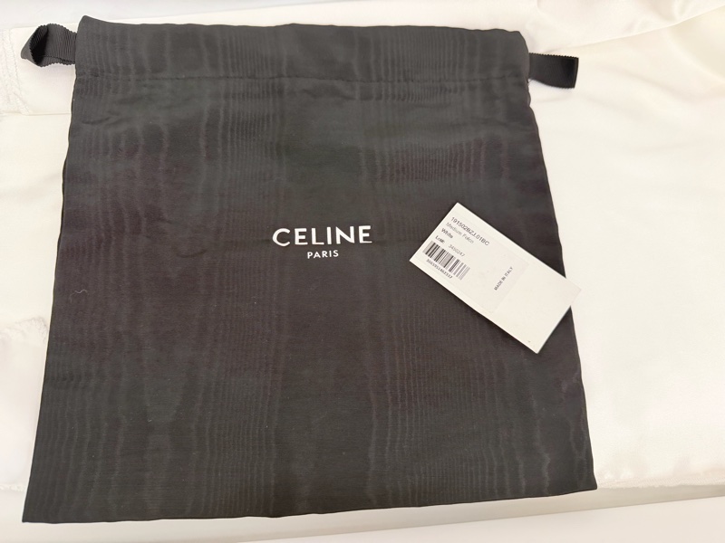 Lisa同款Celine 米白馬鞍包PVC咖牛皮邊金釦Medium folco-47