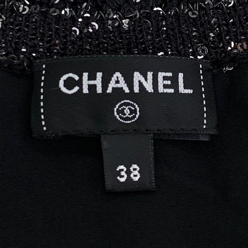 Chanel 24C早春度假系列 黑色五角星亮片编织吊带连衣裙 38 S码-2