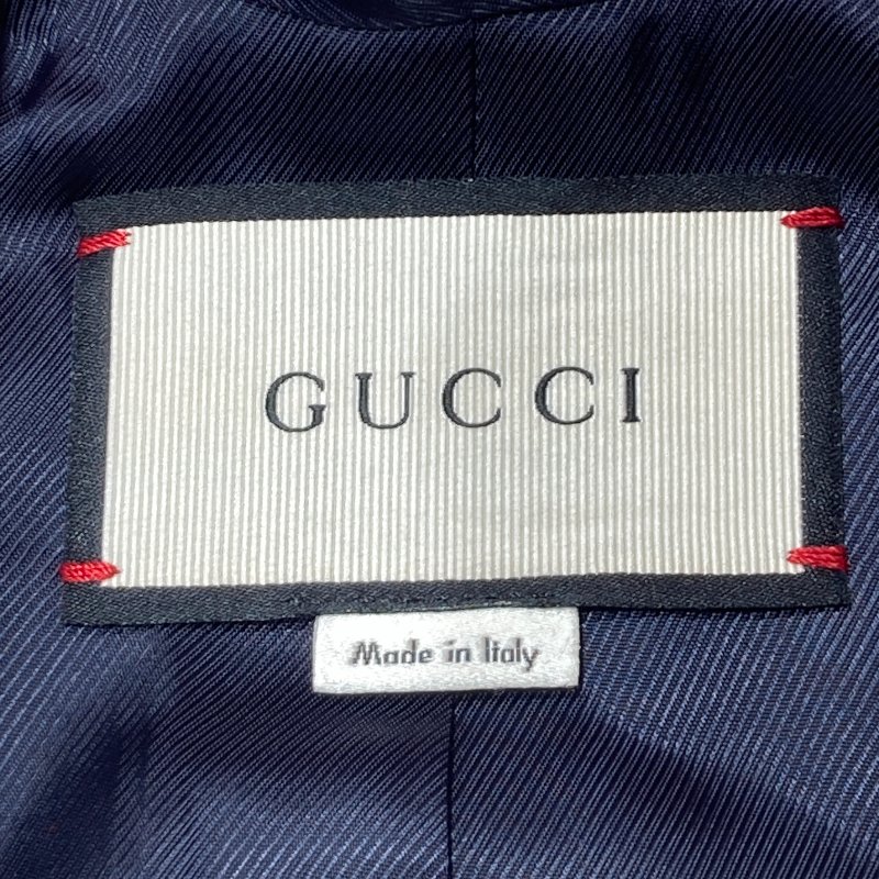 GUCCI 古馳 紅白藍三色羊毛大衣 金釦-10