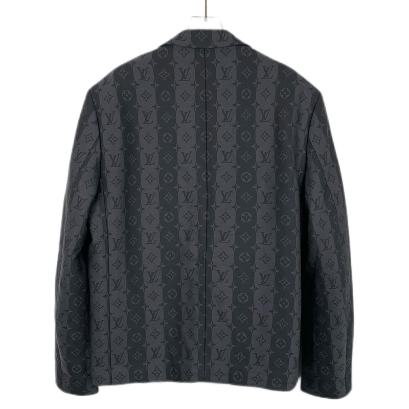 Louis Vuitton 深灰色logo老花满印绵羊毛西装外套 52 L码 带尘袋-1