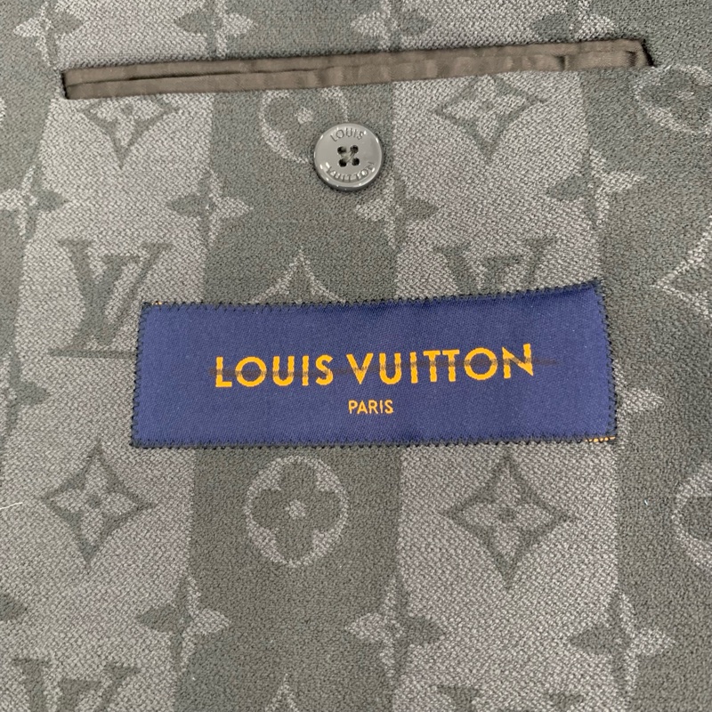 Louis Vuitton 深灰色logo老花满印绵羊毛西装外套 52 L码 带尘袋-2