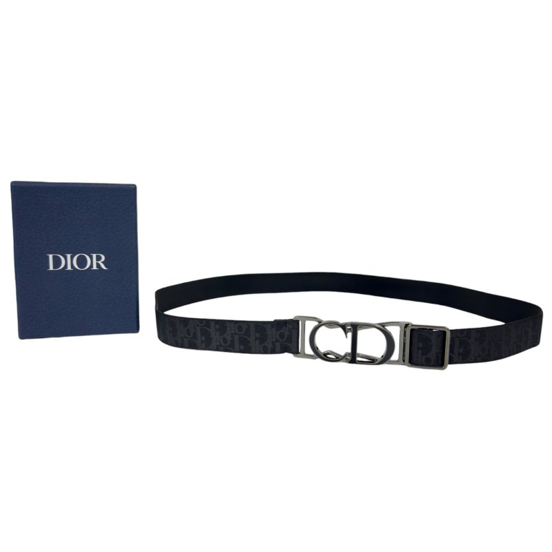 DIOR Oblique 老花 CD扣 彈性 腰帶-1