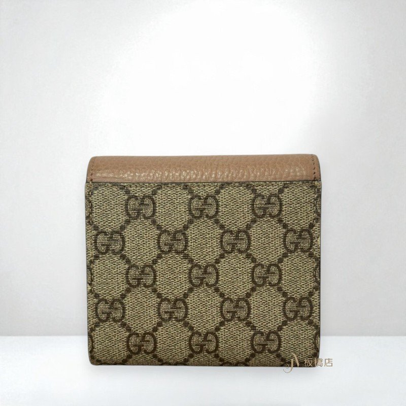 JS1433-GUCCI GG Marmont裸粉色牛皮兩折短夾598587-3