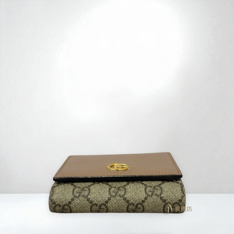 JS1433-GUCCI GG Marmont裸粉色牛皮兩折短夾598587-4
