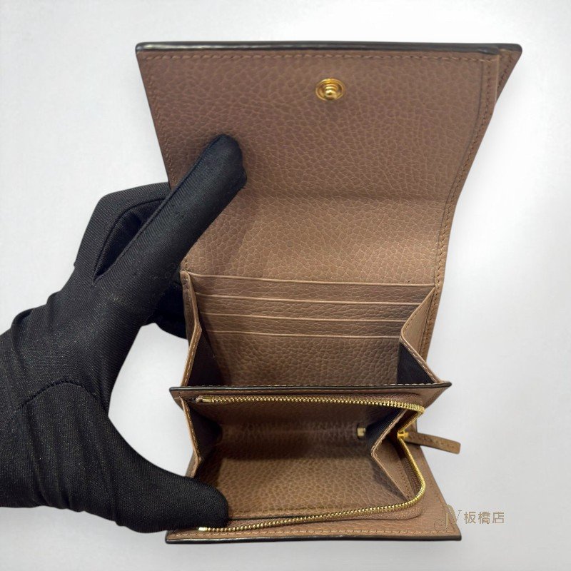 JS1433-GUCCI GG Marmont裸粉色牛皮兩折短夾598587-5
