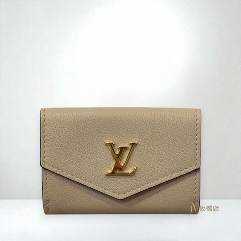 JS1438-LV LOCKMINI米灰色牛皮金釦三折短夾 M69340
