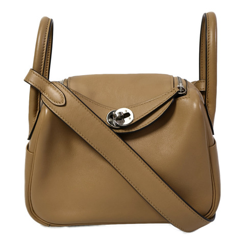 HERMES Swift皮革Mini Lindy手挽肩背兩用袋Chai/Mauve Sylvst