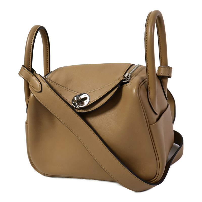 HERMES Swift皮革Mini Lindy手挽肩背兩用袋Chai/Mauve Sylvst-2