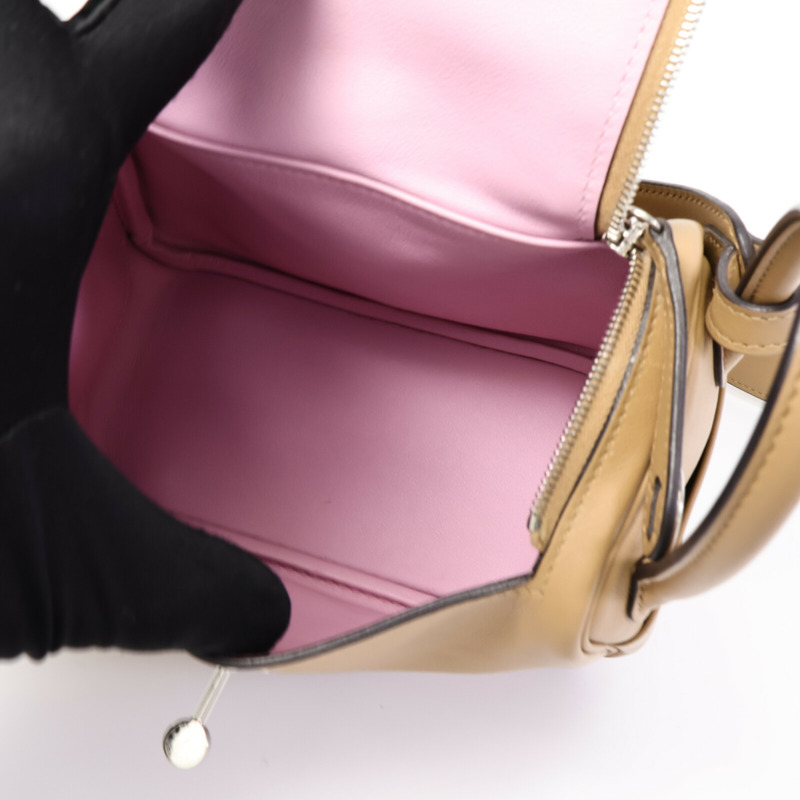 HERMES Swift皮革Mini Lindy手挽肩背兩用袋Chai/Mauve Sylvst-4