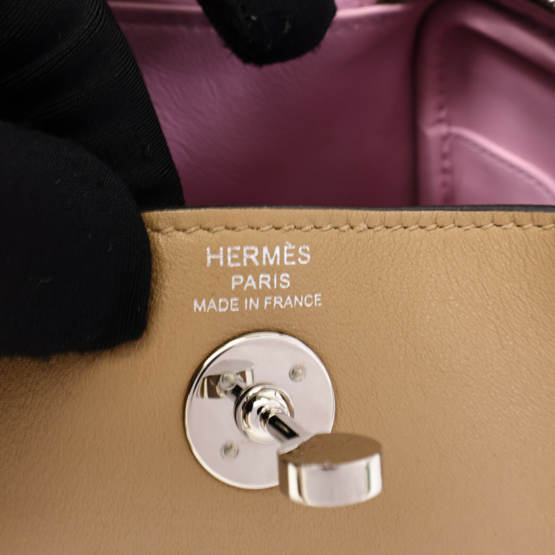 HERMES Swift皮革Mini Lindy手挽肩背兩用袋Chai/Mauve Sylvst-5