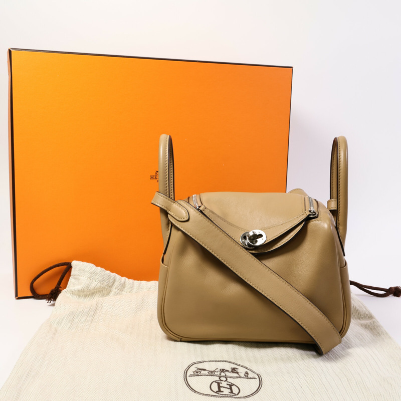 HERMES Swift皮革Mini Lindy手挽肩背兩用袋Chai/Mauve Sylvst-9