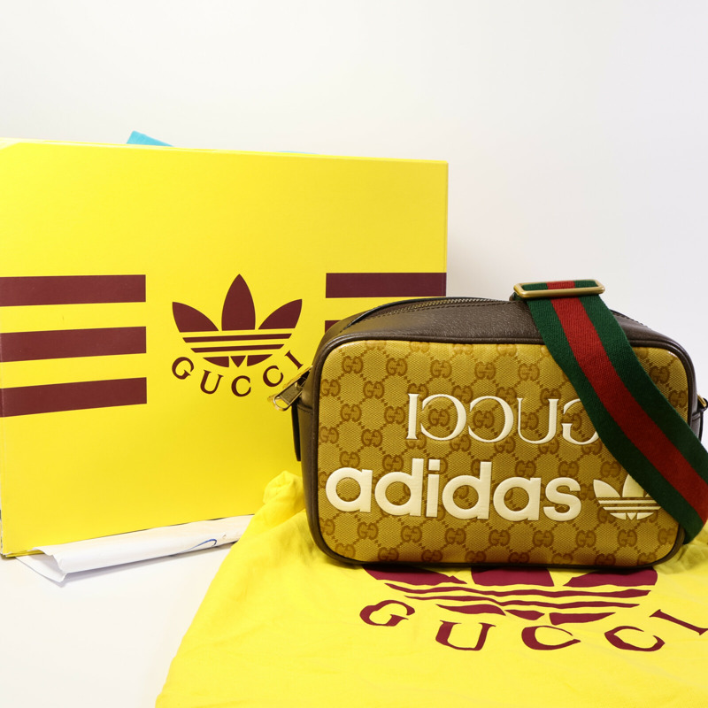 GUCCI 塗層帆布GUCCIxadidas GG Crystal肩背袋-9