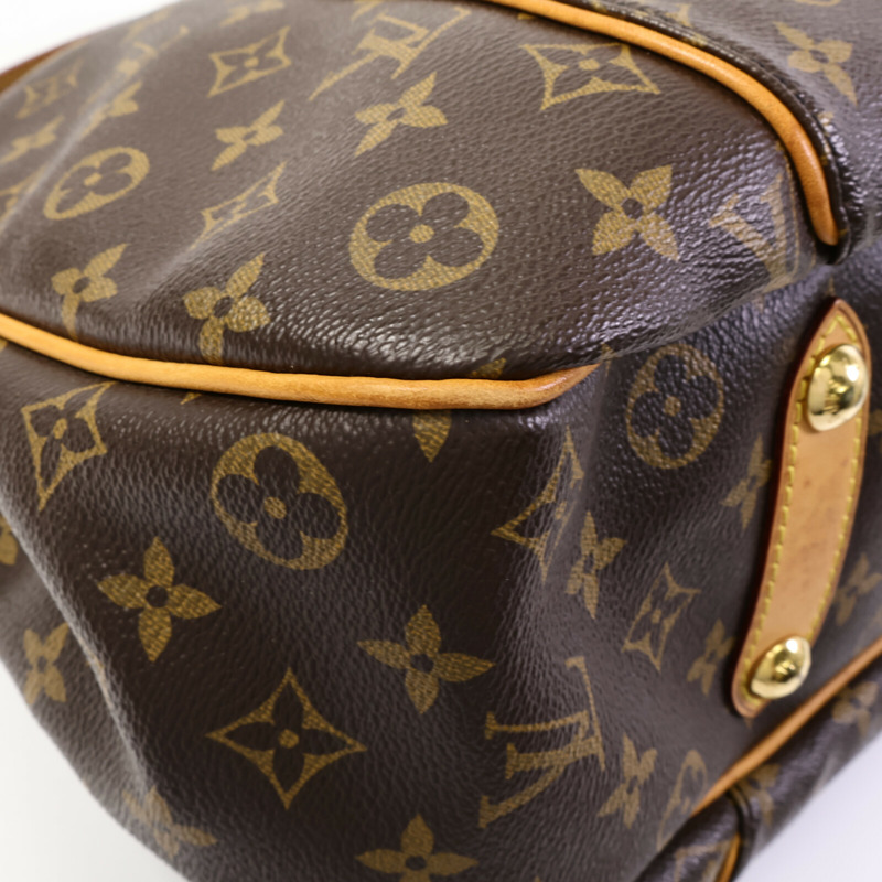 LOUIS VUITTON Monogram Galliera PM金扣肩背袋棕色-13