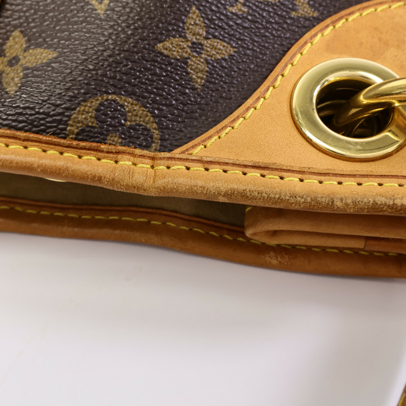 LOUIS VUITTON Monogram Galliera PM金扣肩背袋棕色-16