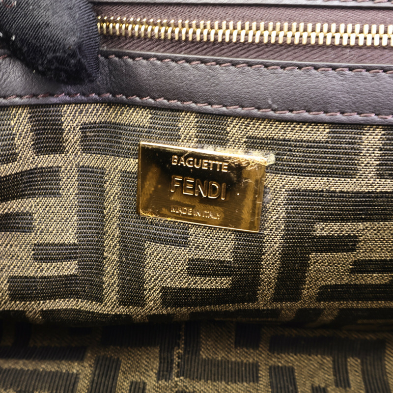 FENDI 帆布Baguette Bag手挽肩背兩用袋-5