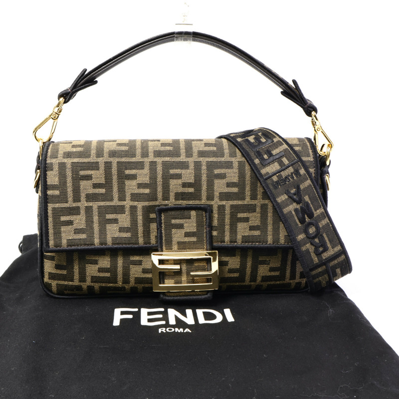 FENDI 帆布Baguette Bag手挽肩背兩用袋-9