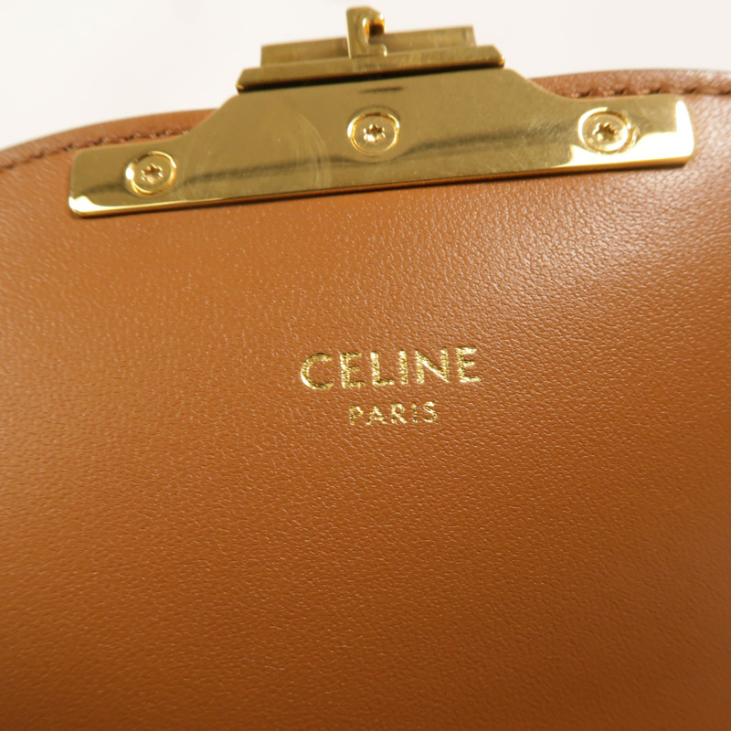 CELINE 塗層帆布/牛皮皮革Teen Triomphe肩背袋-5