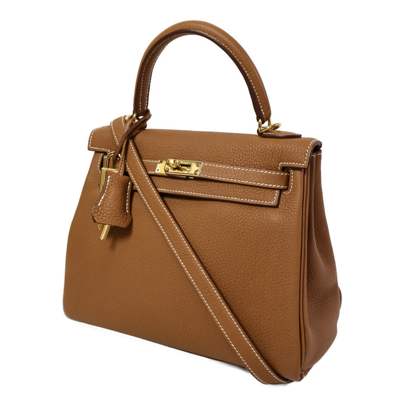 HERMES Togo皮革Kelly 25手挽肩背兩用袋Gold-2