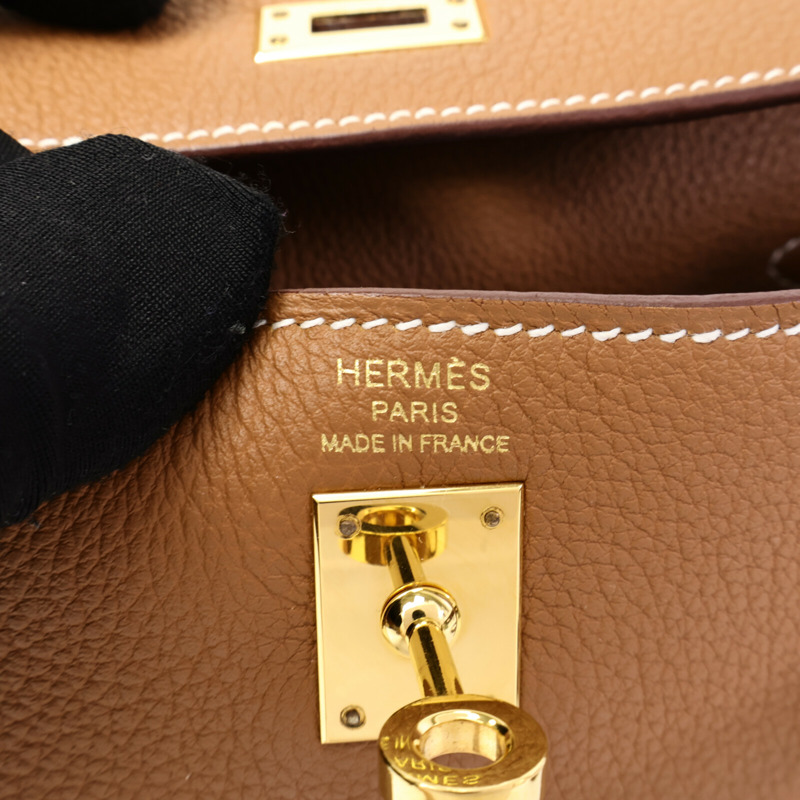 HERMES Togo皮革Kelly 25手挽肩背兩用袋Gold-5