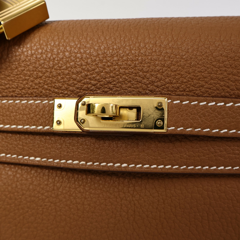HERMES Togo皮革Kelly 25手挽肩背兩用袋Gold-6