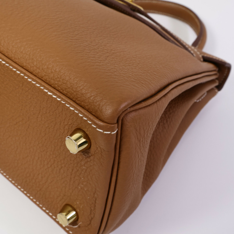 HERMES Togo皮革Kelly 25手挽肩背兩用袋Gold-10