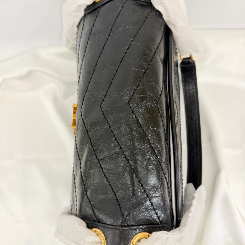 YSL黑油蠟牛皮霧金釦Niki中號-21