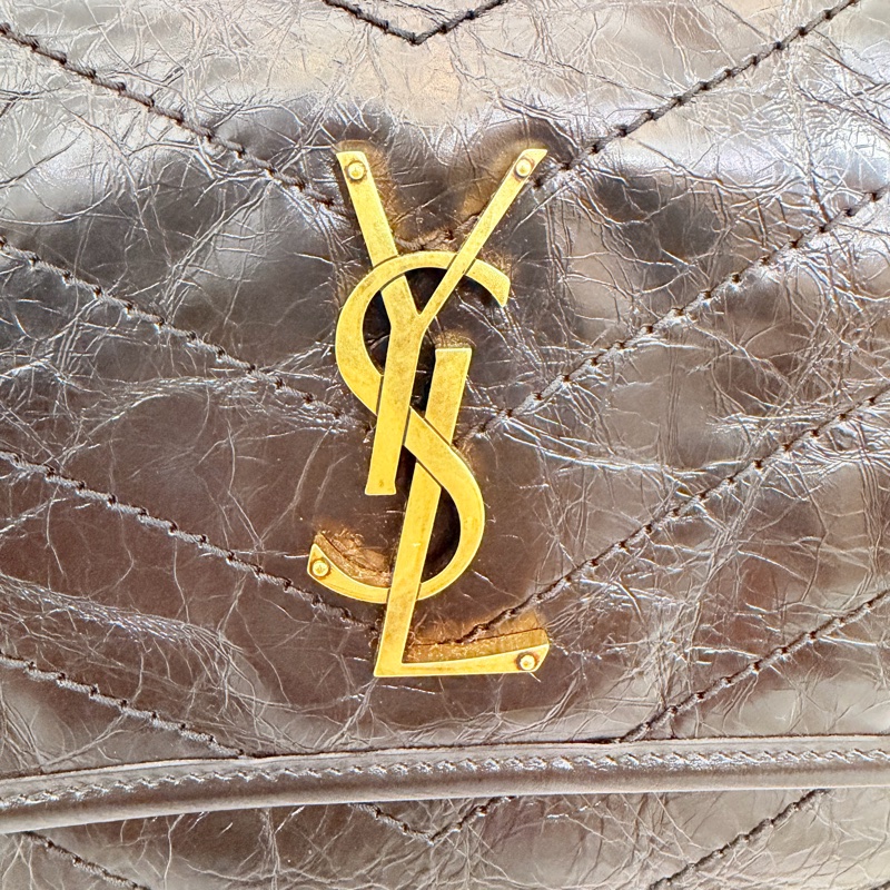 YSL黑油蠟牛皮霧金釦Niki中號-39