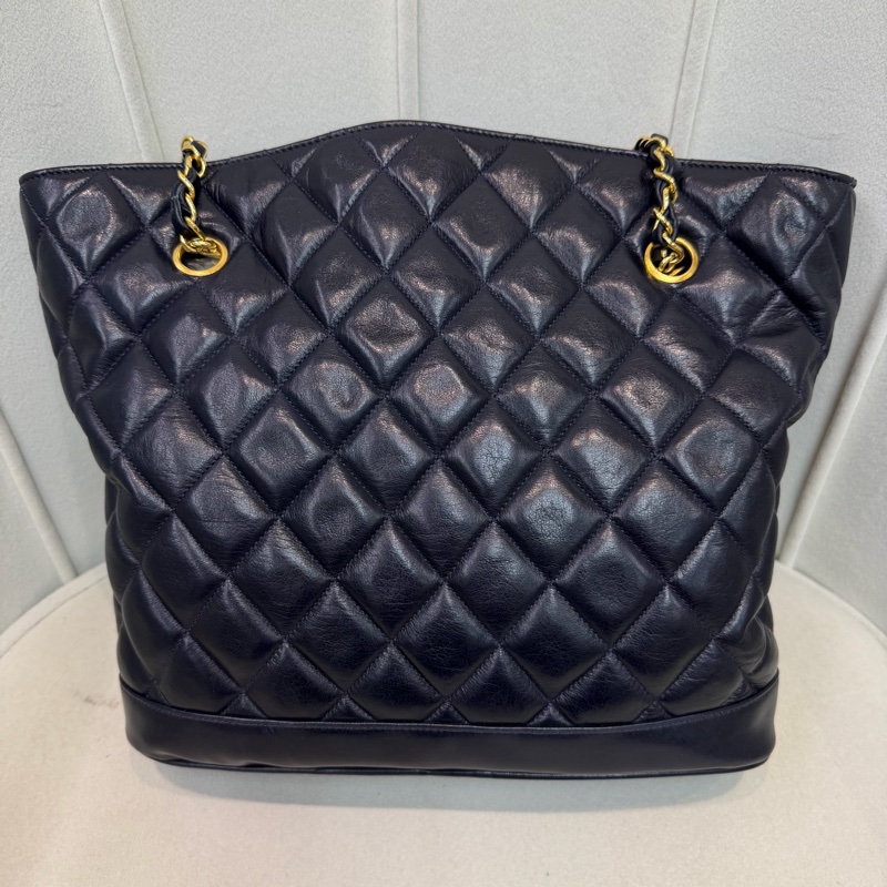 CHANEL 寶藍色中古菱格紋 TOTE BAG XC482-2