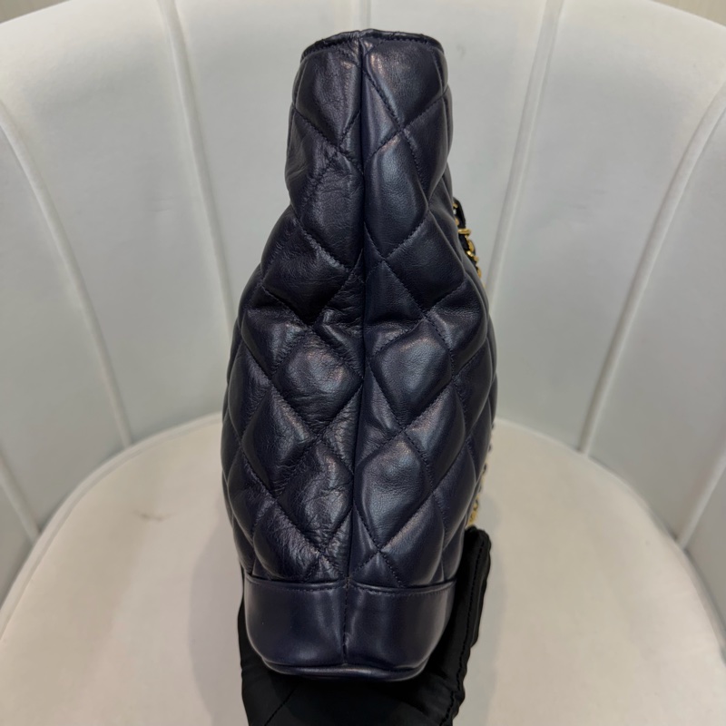 CHANEL 寶藍色中古菱格紋 TOTE BAG XC482-4