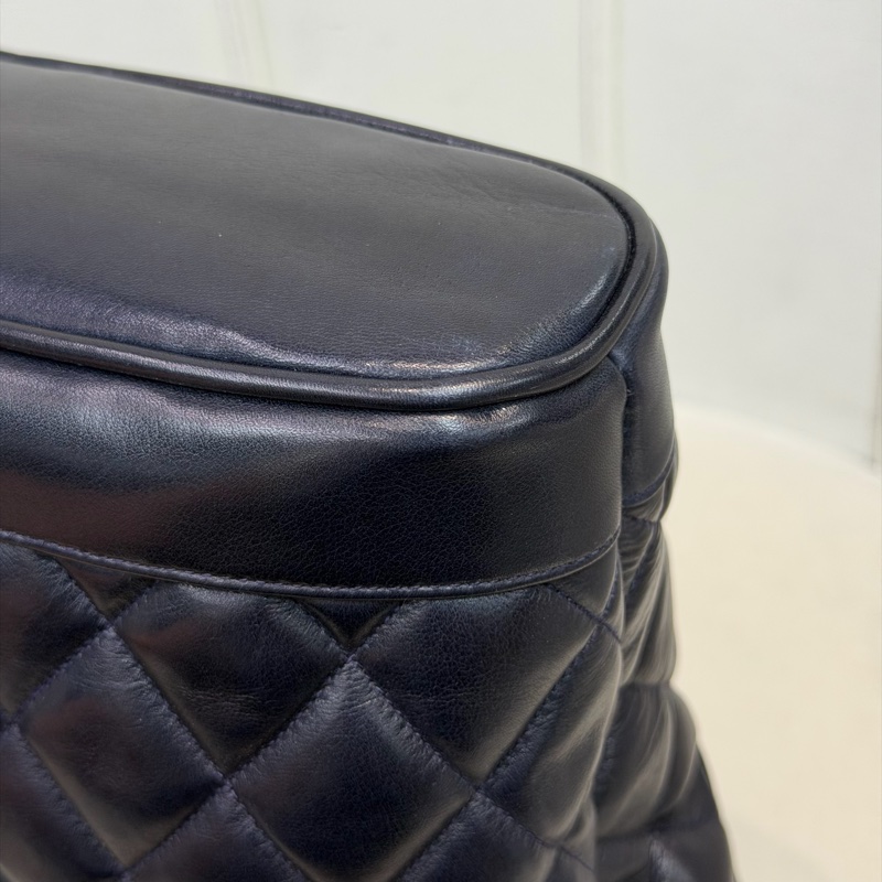 CHANEL 寶藍色中古菱格紋 TOTE BAG XC482-7