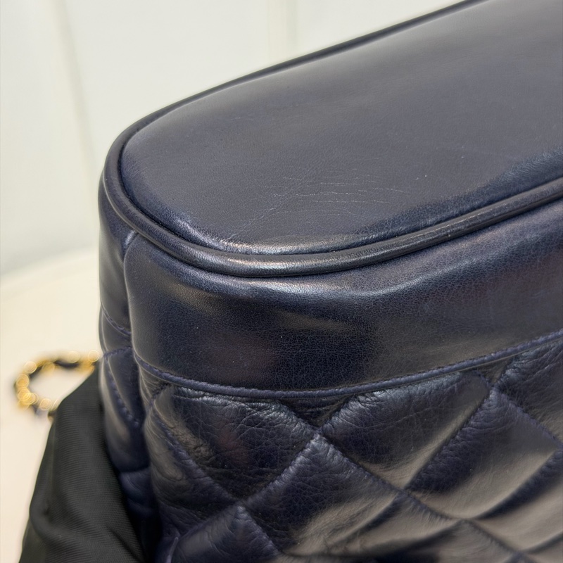 CHANEL 寶藍色中古菱格紋 TOTE BAG XC482-8