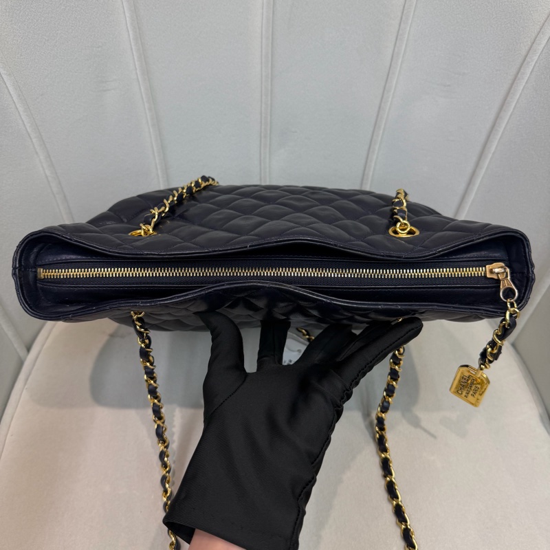 CHANEL 寶藍色中古菱格紋 TOTE BAG XC482-14