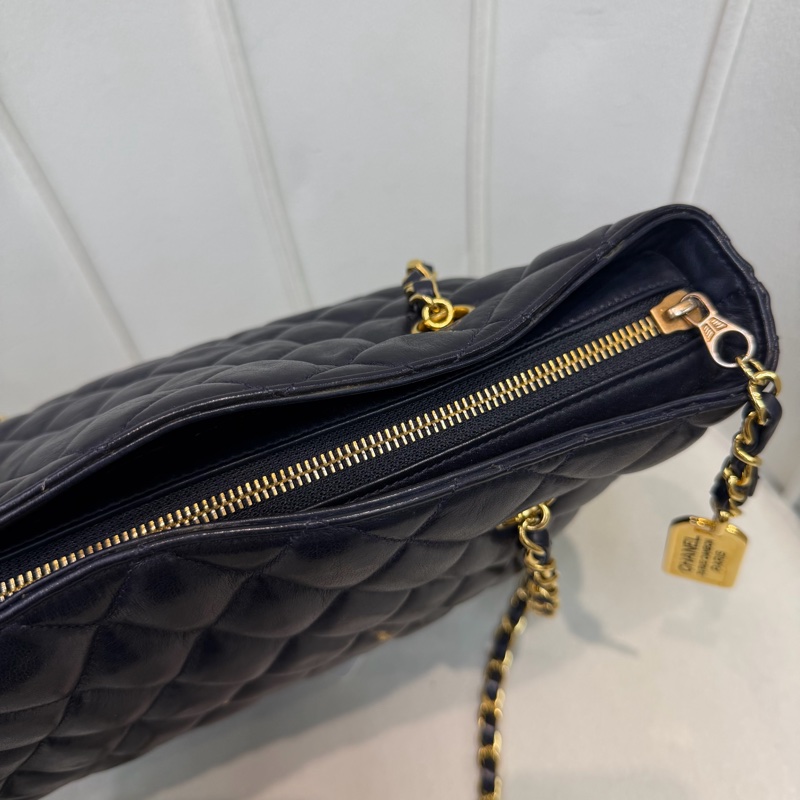 CHANEL 寶藍色中古菱格紋 TOTE BAG XC482-16