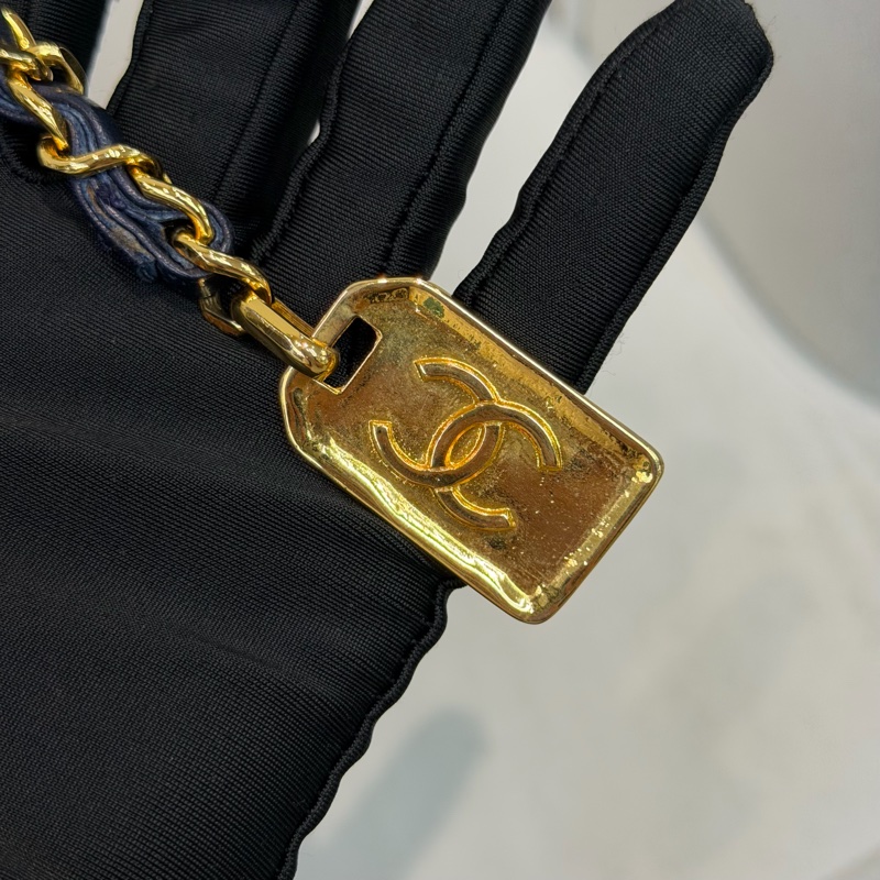 CHANEL 寶藍色中古菱格紋 TOTE BAG XC482-23