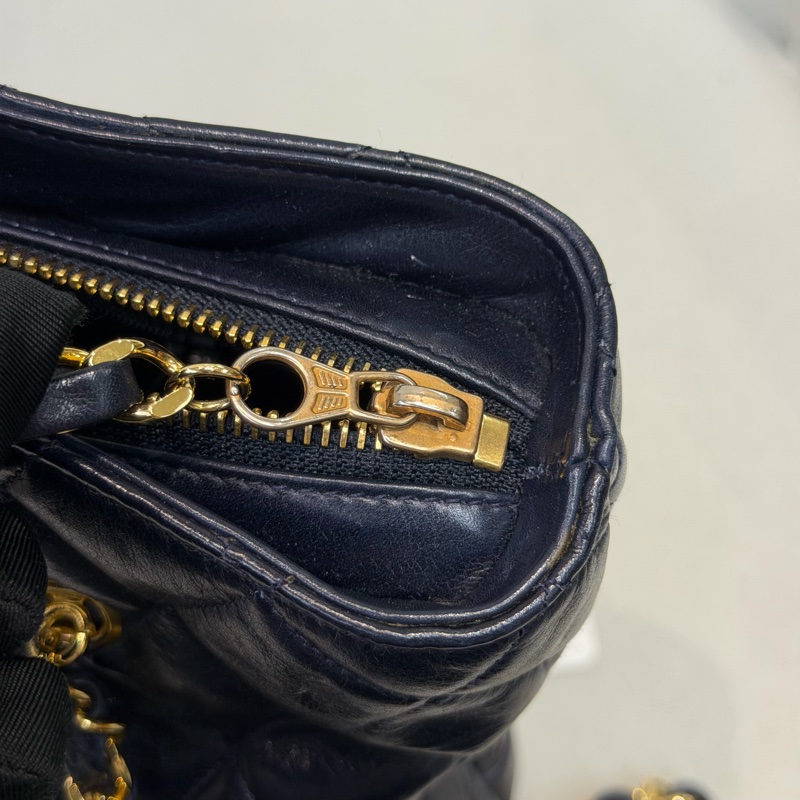 CHANEL 寶藍色中古菱格紋 TOTE BAG XC482-26