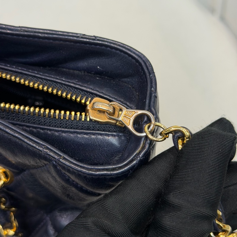 CHANEL 寶藍色中古菱格紋 TOTE BAG XC482-42
