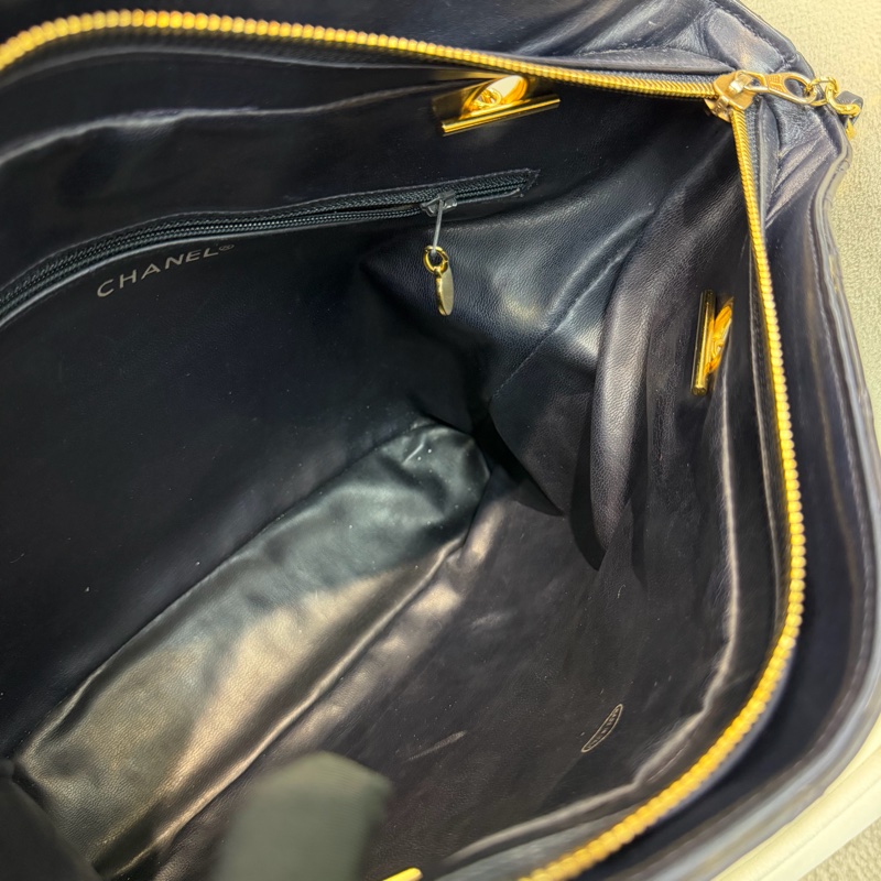 CHANEL 寶藍色中古菱格紋 TOTE BAG XC482-46
