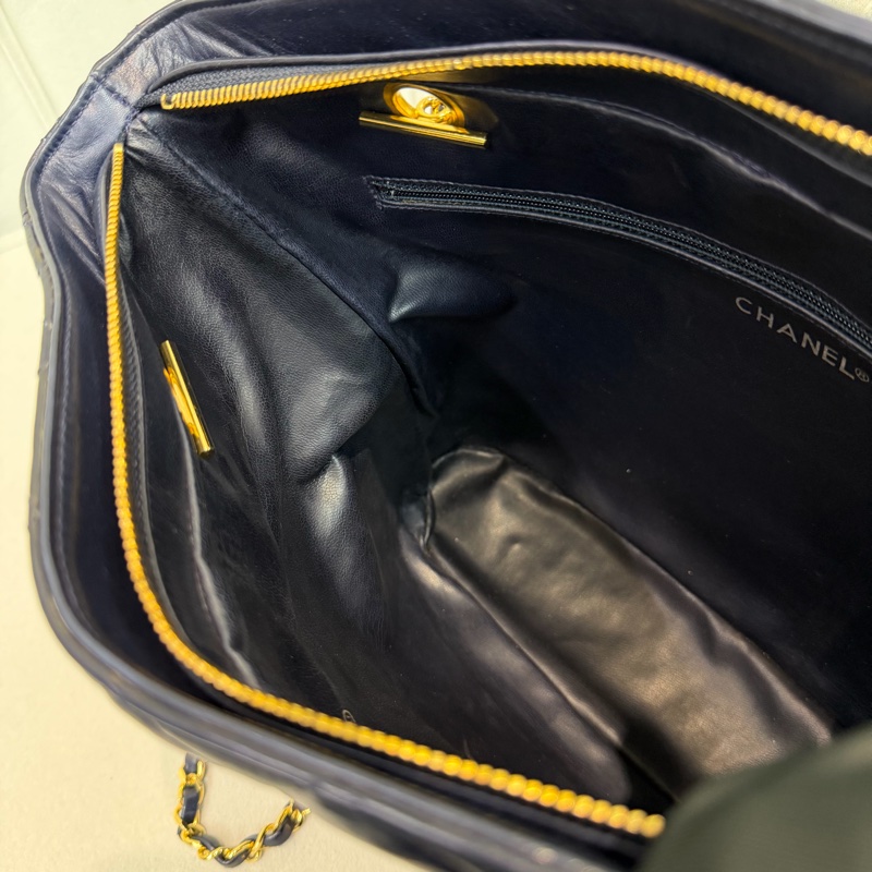 CHANEL 寶藍色中古菱格紋 TOTE BAG XC482-47
