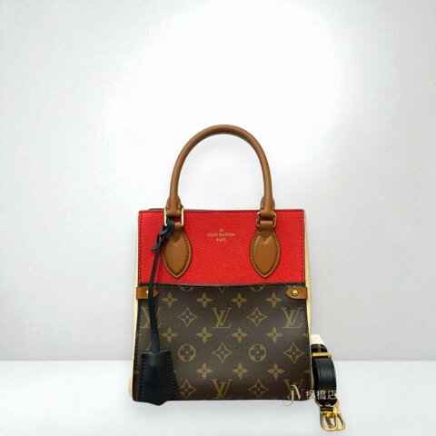 JS1454-LV原花拚米紅牛皮FOLD TOTE肩背手提包 M45389