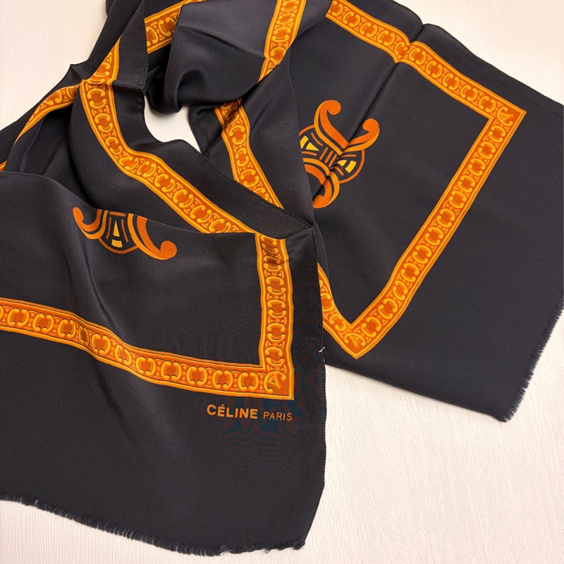 Celine 100% 純絲領巾 Twilly 絲巾 義大利製-12