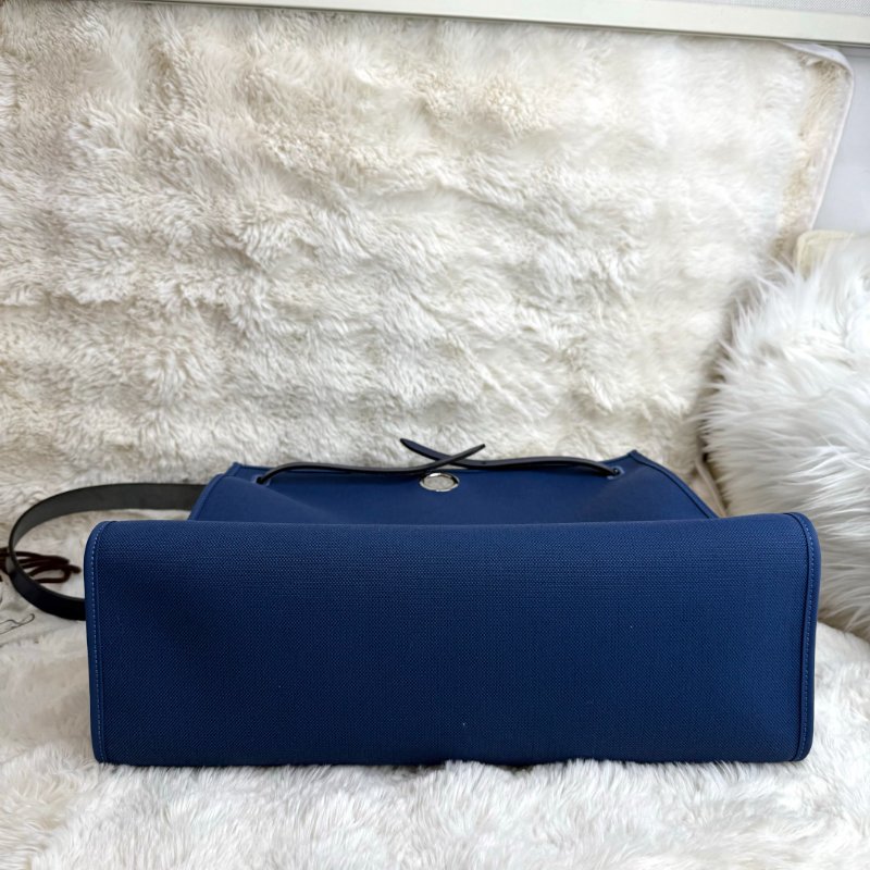 Hermès Herbag 水妖藍 帆布拼牛皮 39銀扣-3