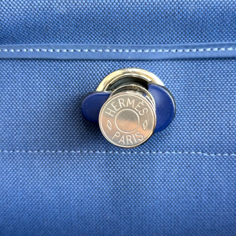 Hermès Herbag 水妖藍 帆布拼牛皮 39銀扣-7
