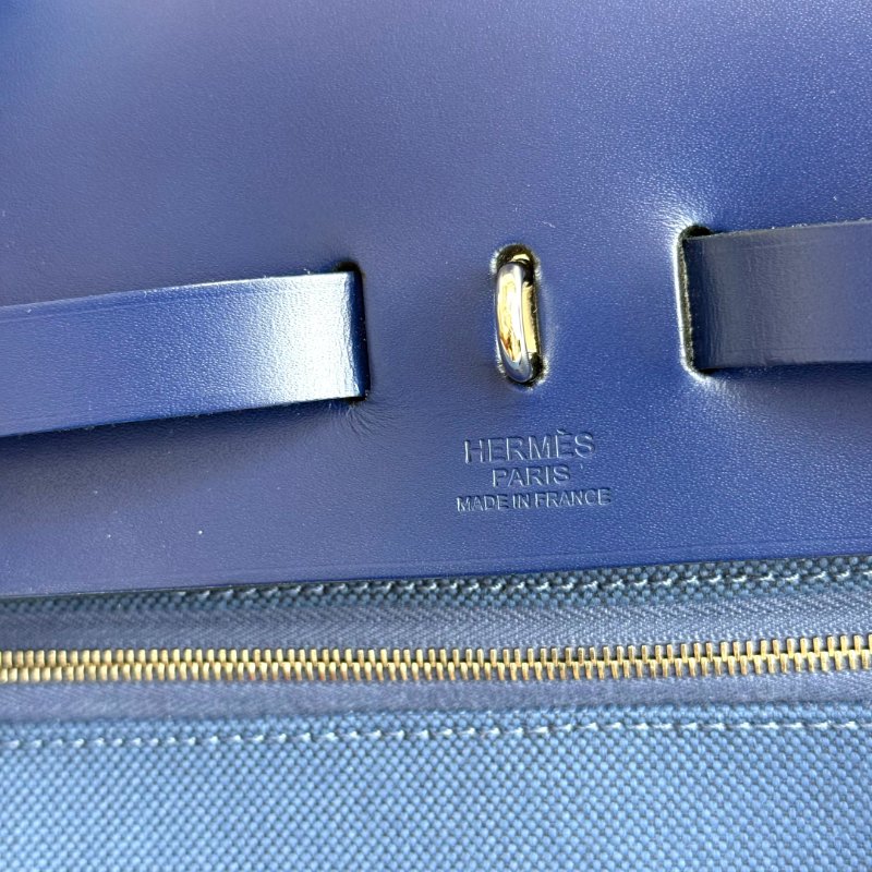 Hermès Herbag 水妖藍 帆布拼牛皮 39銀扣-8