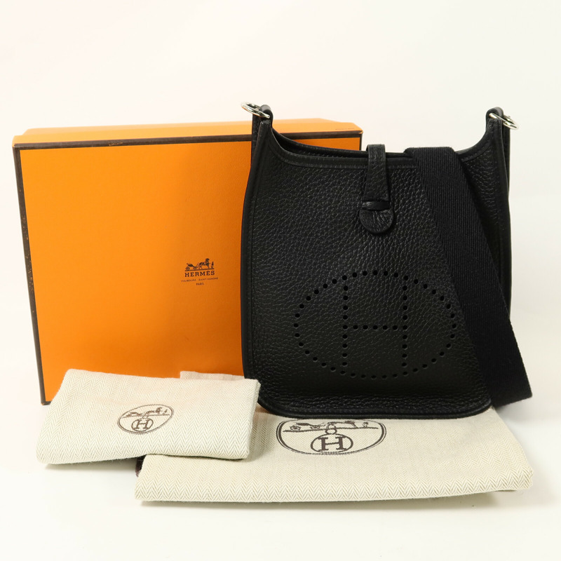 HERMES Clemence皮革Evelyne TPM肩背袋Noir-16